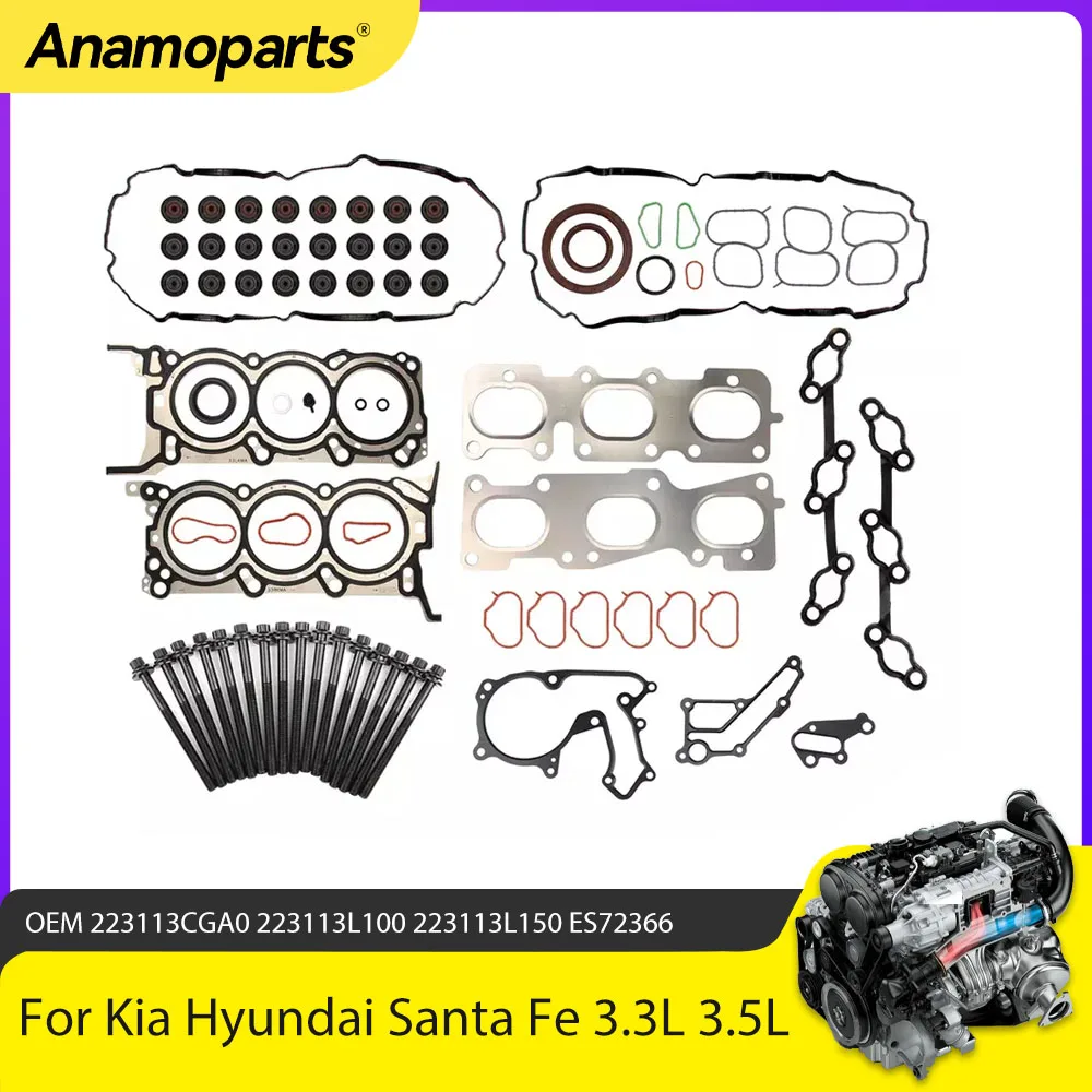 

Engine Parts Head Gasket Bolt Set Fit 3.3 3.5 L V6 Gas For Hyundai Santa Fe Kia Sorento Sedona 3.3L 3.5L V6 G6DH G6DC G6DF G6DM