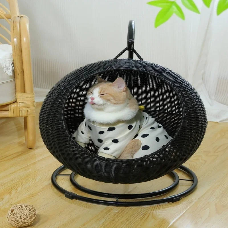 Cat Nest Vine Woven Pet Bed Summer Cool Dog Nest Suspended Basket Seasonal Universal Cat Mat Breathable Pet Lounger