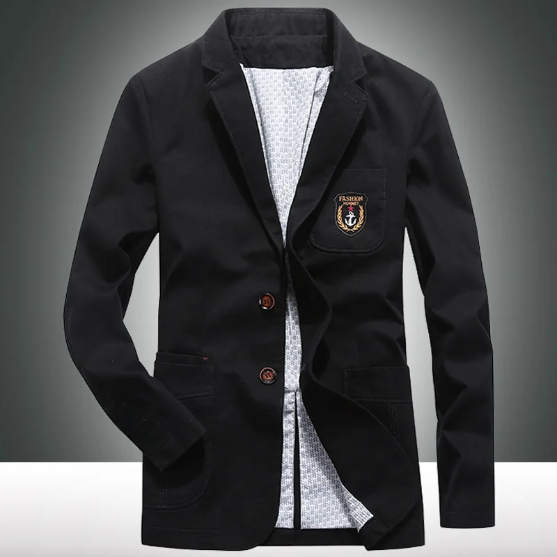 

BONCHASE Men's Loose Fit Jaet Autumn Spring Youth Casual Single-breasted Coat Long Sve Busin Casual Sle Pure Cotton