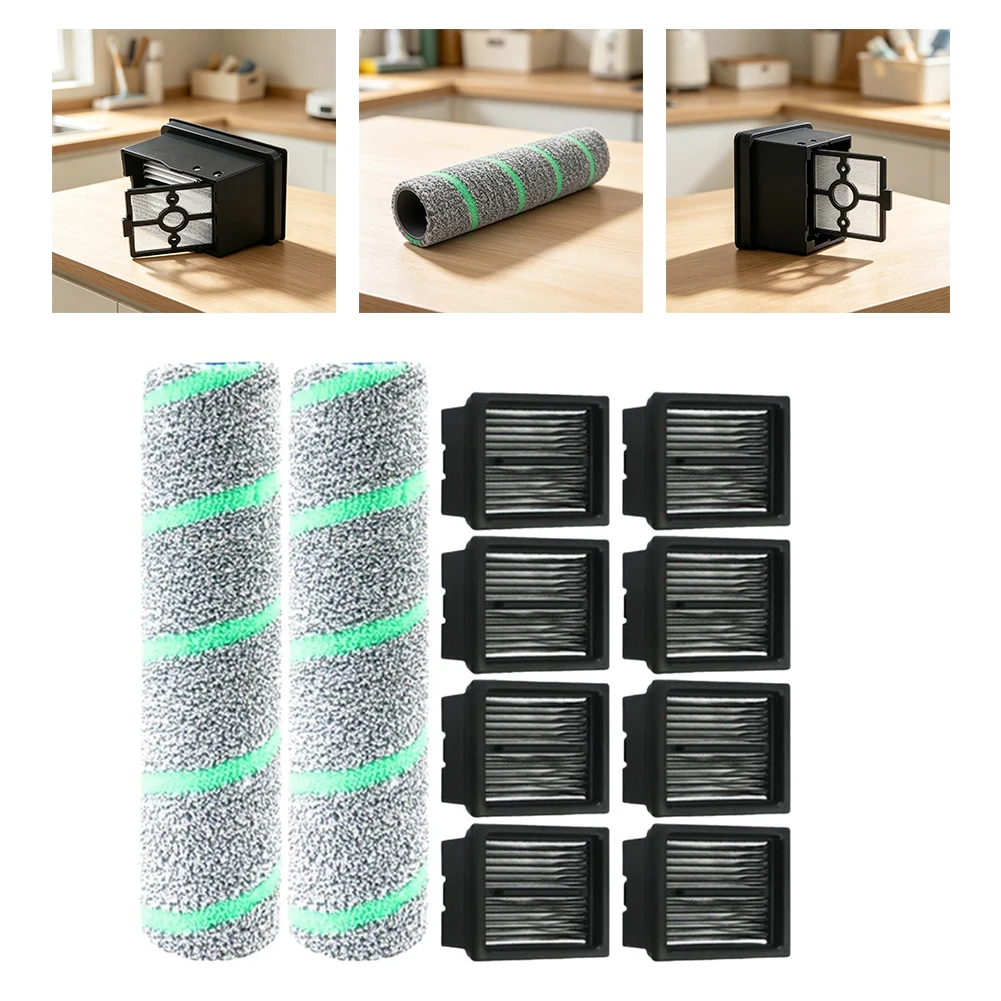 Replacement Accessory Set for Haier Air For S K3 Floor Scrubber Robot Vacuum Cleaner 2 Roller Brushes 8 Filters