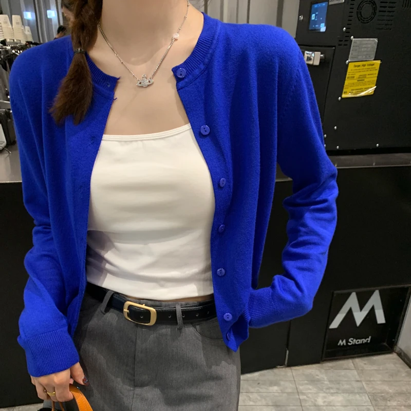 Sueter Feminino Nuovo maglione lavorato a maglia con o-collo a maniche lunghe Cardigan da donna Maglione lavorato a maglia rosso nero Cardigan Donna Top Maglioni Q2080