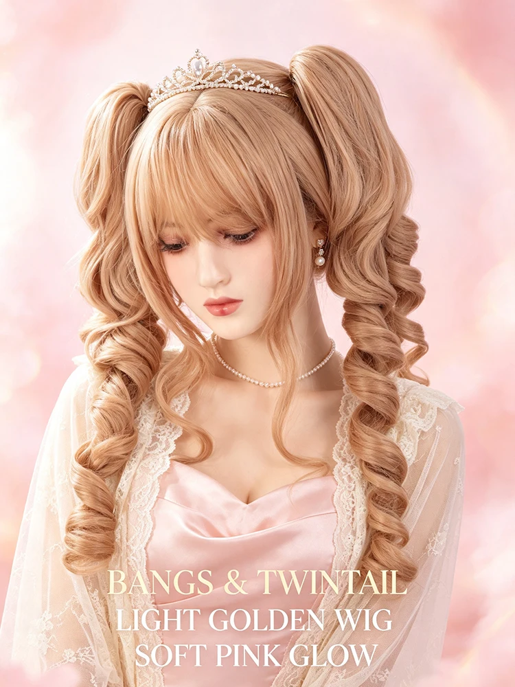 Synthetic 20 Inch Detachable Double Ponytail Curly Hair Wig Halloween Cosplay Heat Resistant Fiber Hair Accessories For Women