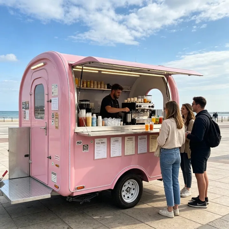 Quick Assembly Disassembly Mobile Catering Cart European Compliance Portable Food Trailer Street Vending Events Fairs Candy