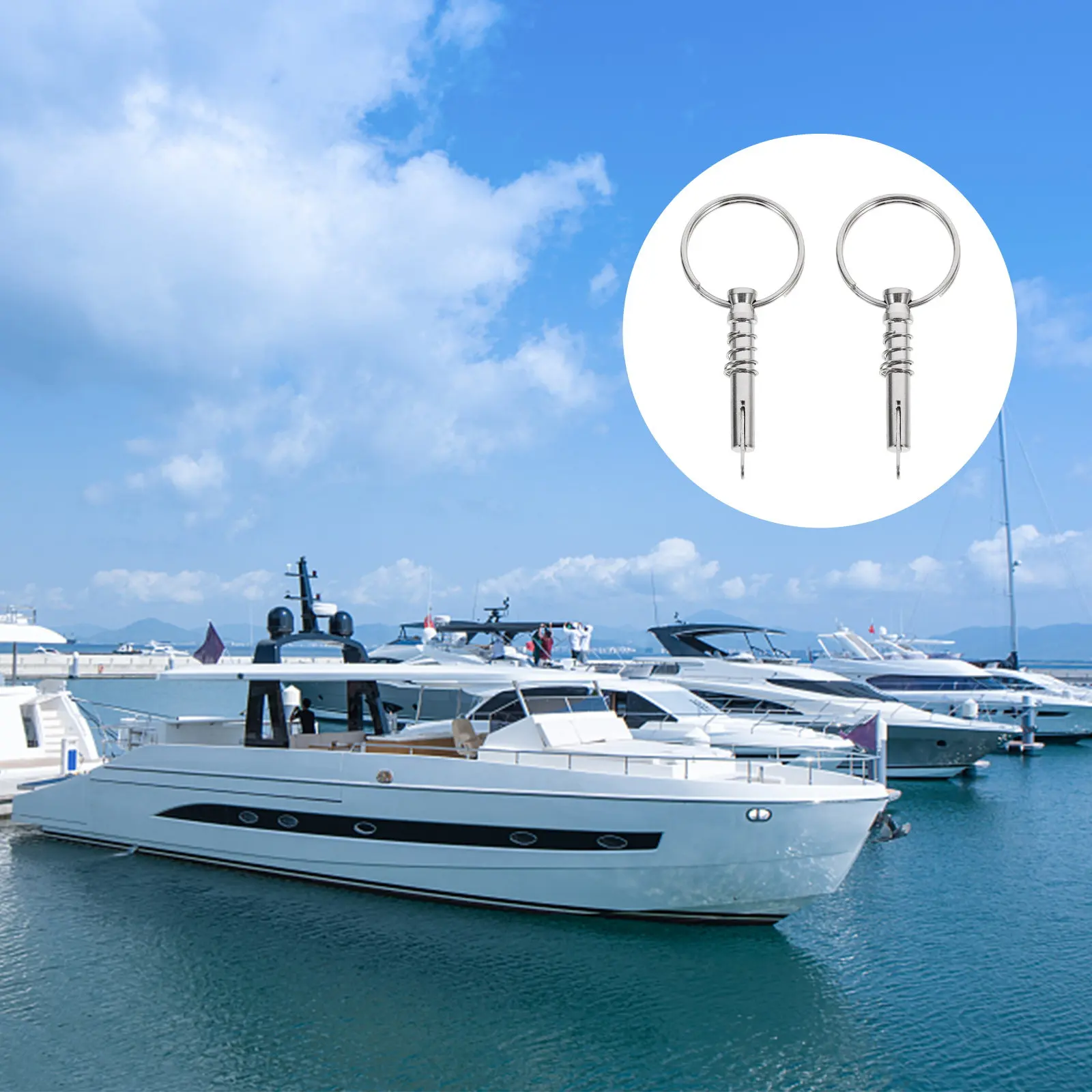 2Pcs Professional Marine Locking Pin Stainless Steel Yacht Safety Pin for Bimini Tops Hinge Fittings Deck Ship