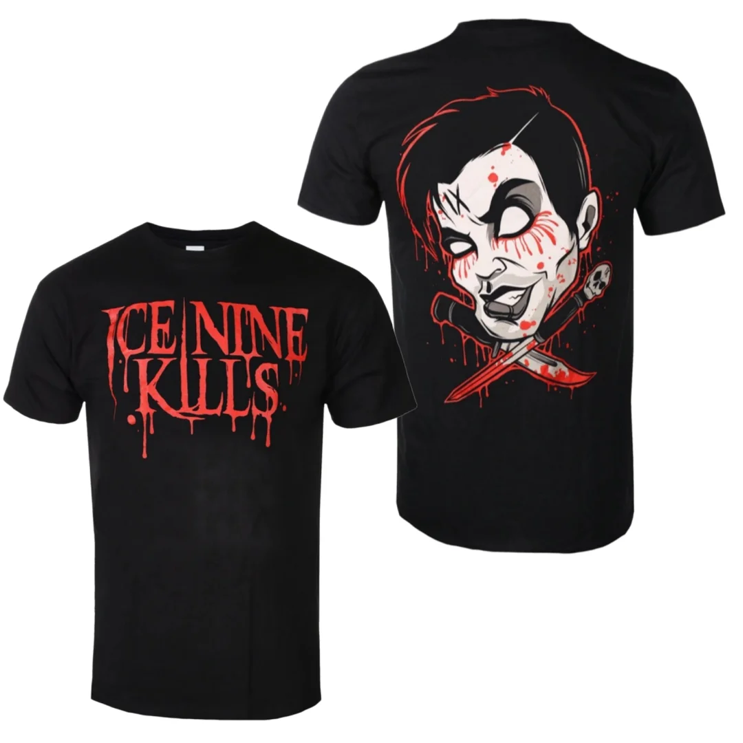 Ice Nine Kills - Cross Swords Pattern Printed T-shirt - Punk Metallic Style Band T-shirt - Suitable for Both Men and Women