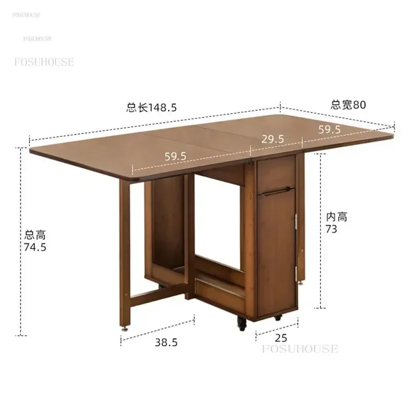 Eettafel voor kleine appartementen, opvouwbare massief houten eettafels, afneembare rechthoekige eettafel, eenvoudige keukentafel voor thuis