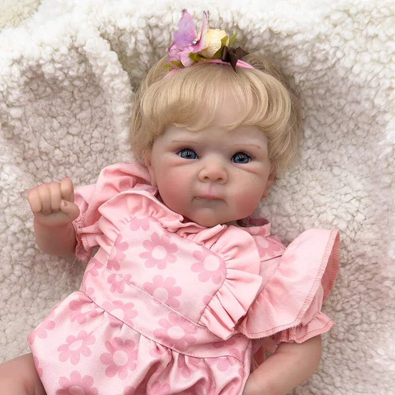 45cm Blue Eyes Reborn Doll Bettie realistico Soft Touch Cuddly Baby Multiple Layers Painting 3D Skin con vene visibili