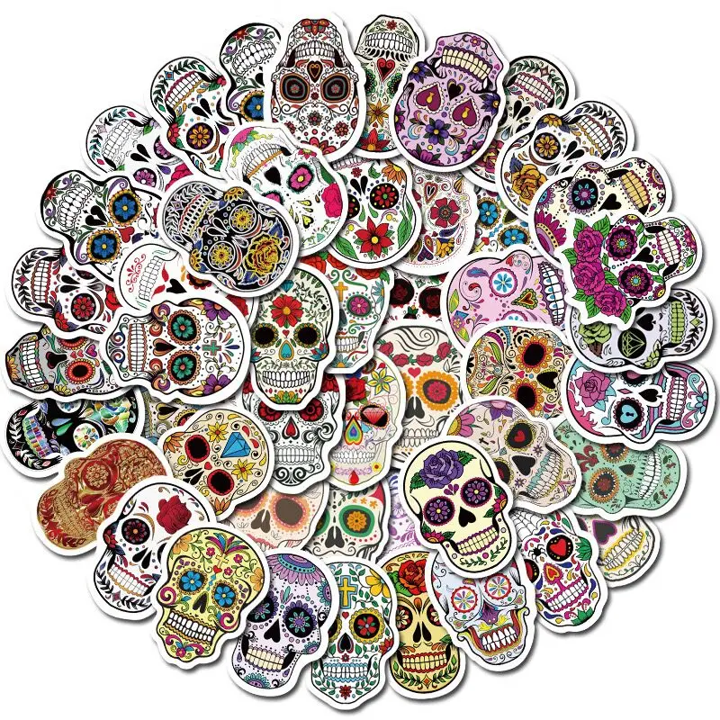 10/50PCS Mexican Calaver Sugar Skull Graffiti Stickers DIY Motorcycle Skateboard Laptop Luggage Decals Car Styling Sticker Toy