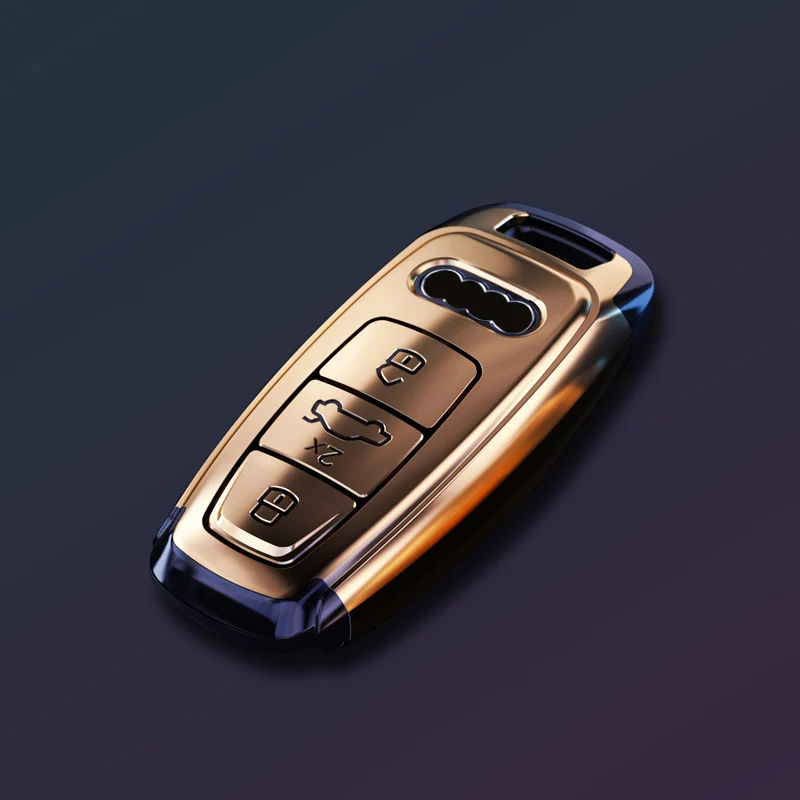 Auto-Fernbedienungsschlüsselhülle für Audi A3 A4 B9 A6 A7 4K A8 E-tron Q5 Q8 C8 D5 SQ8 Wildleder Autoschlüsselanhänger Shell Schlüsselanhänger Schutztasche – Detail 6