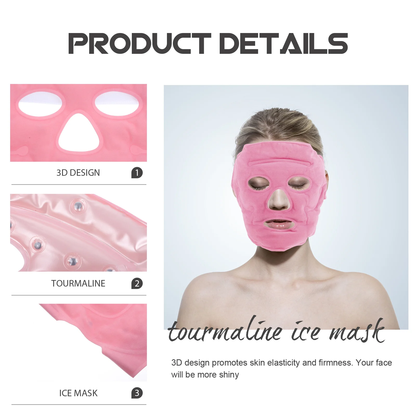 

Турмалиновый гель-магнитная маска для лица, регулируемая петля с крючком, дизайн 3D, массажные маски для лица для похудения, тонкая холодная упаковка для лица