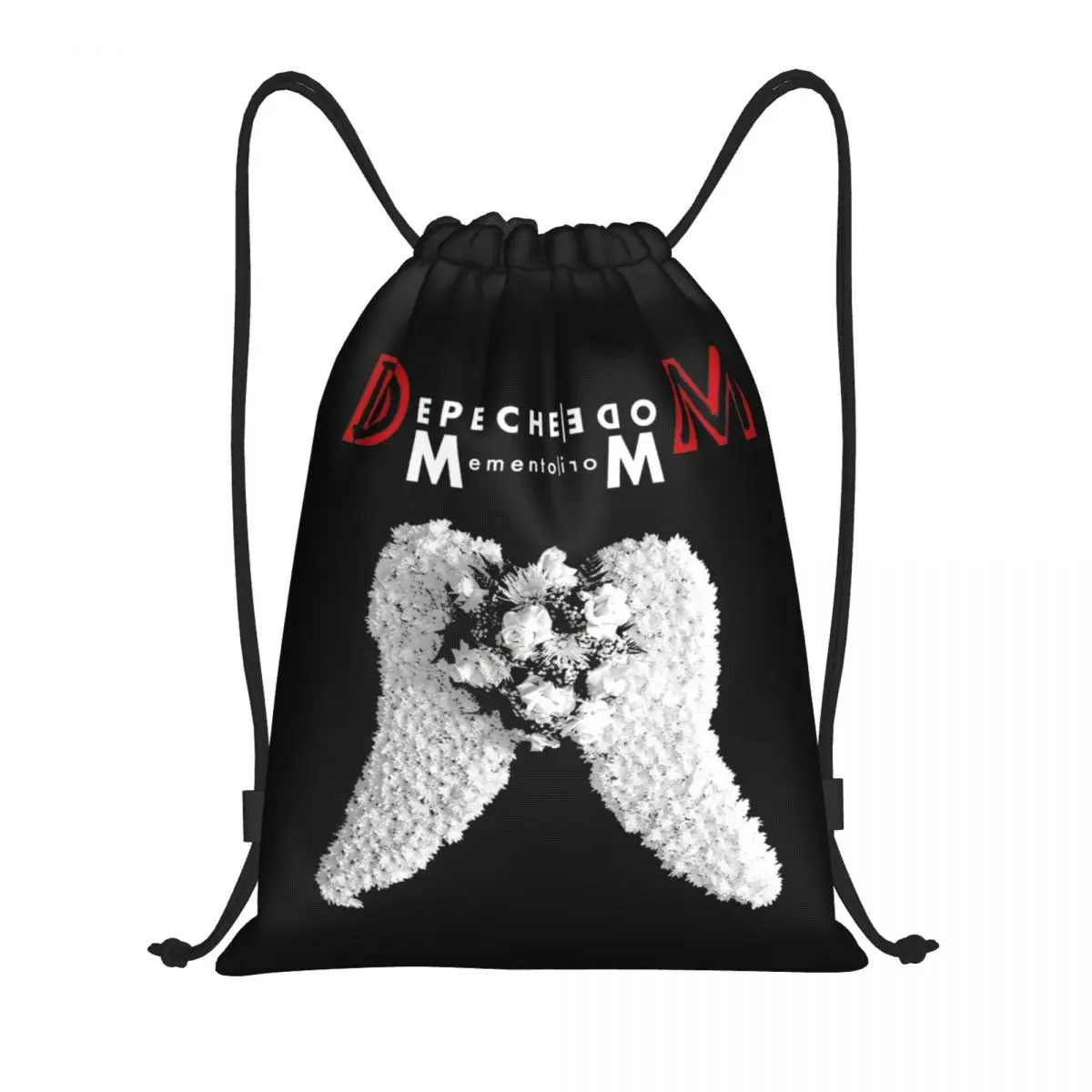 DM White Wings Drawstring Backpack Sports Gym Bag Depeches Mode String Sackpack for Exercise