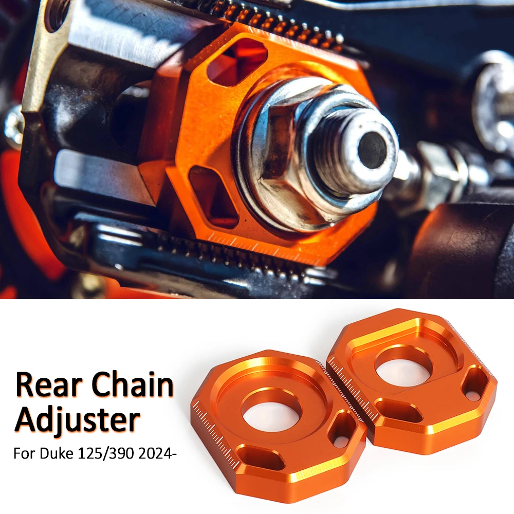 

Fit For Duke 390 DUKE 125 390Duke 125Duke 2024 2025 Motorcycle Rear Chain Adjuster Regulator Sliders Orange With Logo Kit