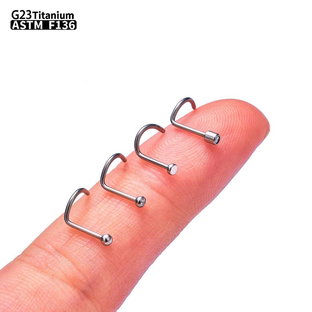 10PCS G23 Titanium piercing Hook shaped Earrings nose piercing nose stud nose rings ASTM-F136 20G body jewelry