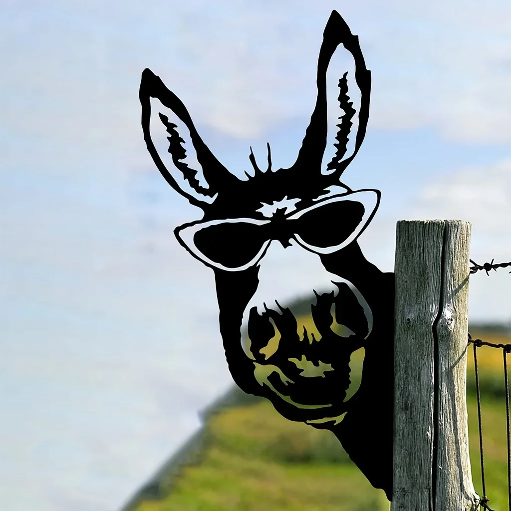 Donkey Shape Iron Silhouette, Outdoor Garden Fence Ornament, Farm Decor Wall Art Home Decoration for Garden Party Decor Iron Art