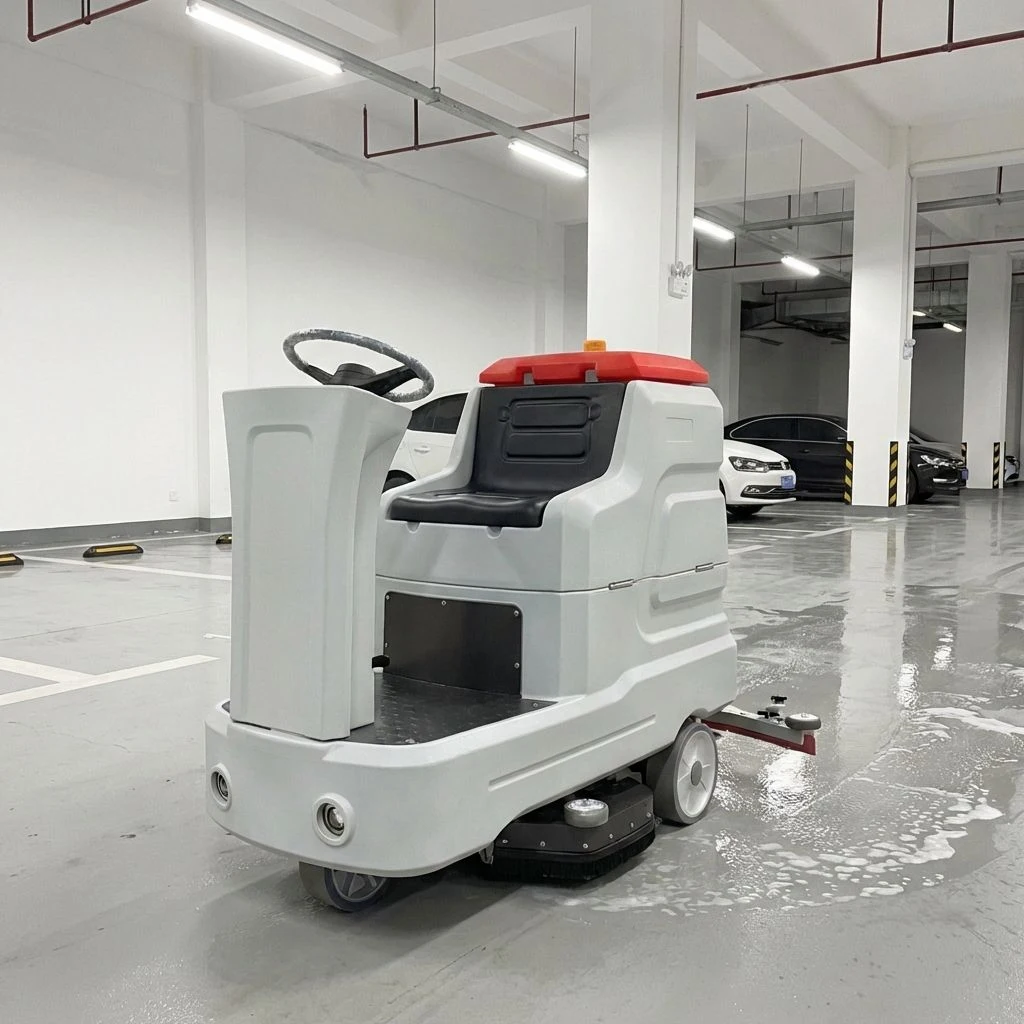 Ride-On Workshop Floor Scrubber Single Brush Floor Washing Machine Factory Suction Sweeping Equipment Shopping Mall Sweeper
