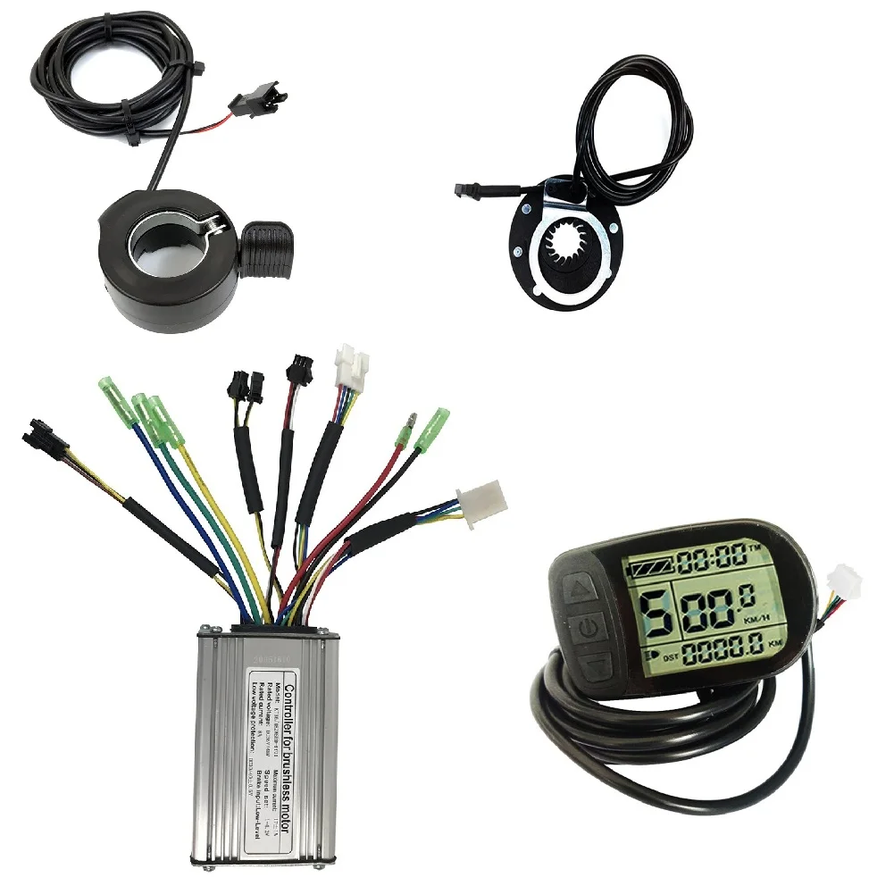 

For KT Series Ebike Controller Kit 36V 48V 350W with 17A Controller LCD5 Display PAS Sensor Thumb Throttle for Ebikes