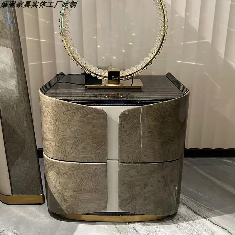 

Glossy Italian Bedside Table Modern Removable Cabinets Storage Bedside Table Wooden Grey Mesitas De Noche Bedroom Furniture