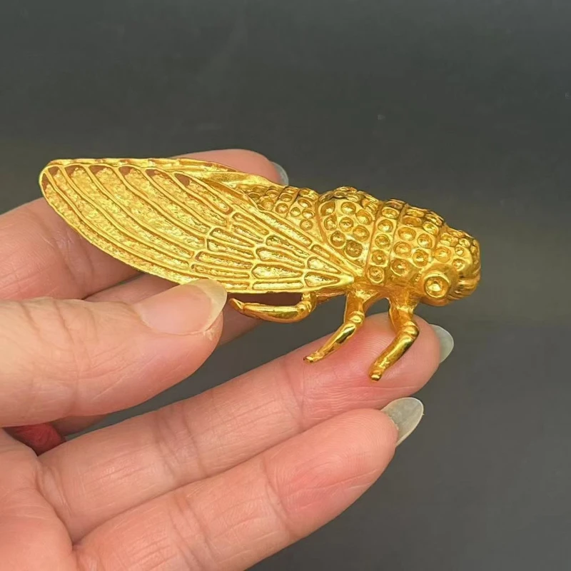 

Little Fairy/ Creative Gilded Cicada Tea Pet Crafts Metal Insect Miniature Sculpture Desktop Living Room Home Decoration