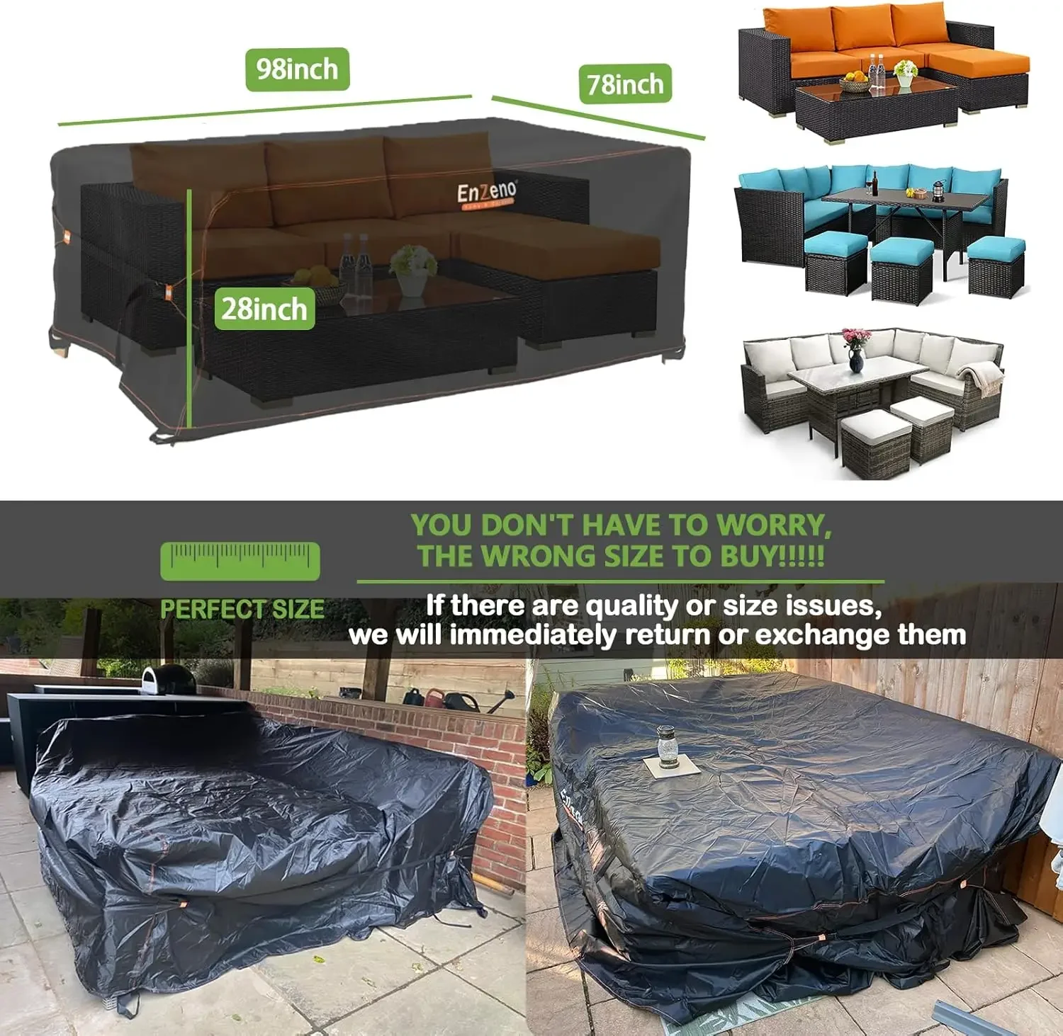 Patio Furniture Set Cover, Outdoor Sectional Sofa Couch Set Covers Waterproof, Garden Dining Table Chair Set Cover