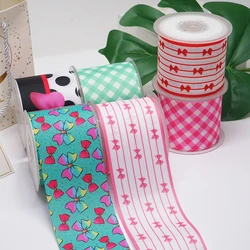 DIY Cartoon Stripe And Grid Printed Grosgrain Ribbon For Craft Supplies Sewing Accessories 5 Yards. 52708