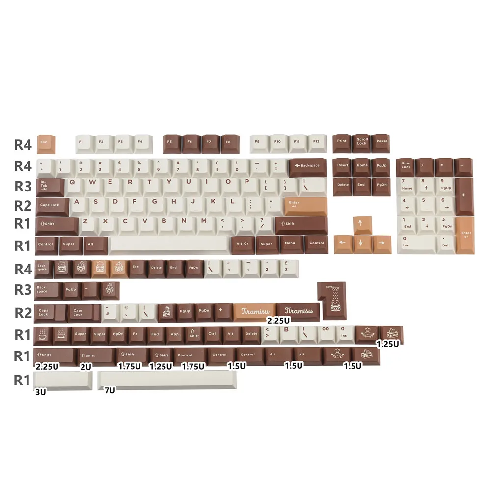 GMK Tiramisu Keycaps Set 164 Keys PBT Keycaps Cherry Profile DYE-SUB Personalized GMK Keycaps For Mechanical Keyboard