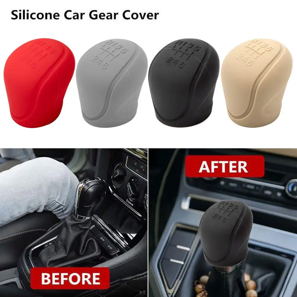 Car Manual Gear Shift Knob Cover 6-speed Gear Shift Silicone Covers Interior Protective Anti-slip Accessories Grip Handle N8J6