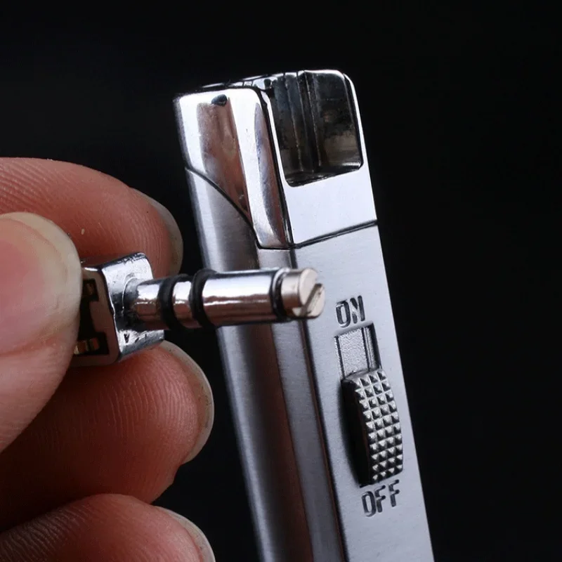2026 Mini Windproof Jet Blue Flame Turbo Butane Gas Torch Lighter Visible Transom Safety Lock Fire Switch Portable Cigar Lighter