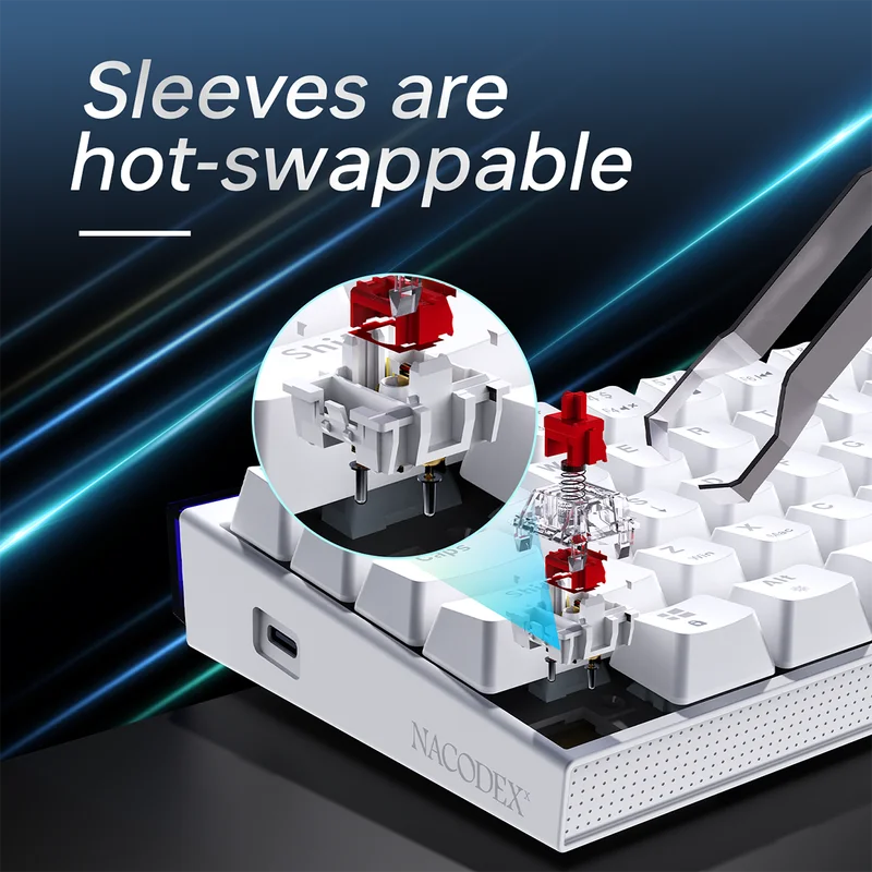 Ajazz NACODEX Nk68 Small Configuration Wired Connection Mechanical Keyboard 68 Key Layout Colorful Dazzling Light Game Keyboards