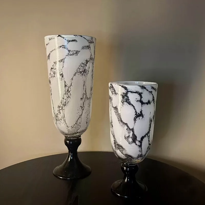 Luxury European Retro Large Caliber Ceramic Vase Tabletop Ornament for Fresh & Dried Flower Model Room Interior Decor Display