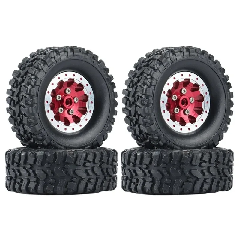 

4Pcs Metal Beadlock Wheel Hub Wheel Rim And Rubber Tire For WPL C14 C24 B14 B24 B36 MN D90 MN99S RC Car Upgrade Parts