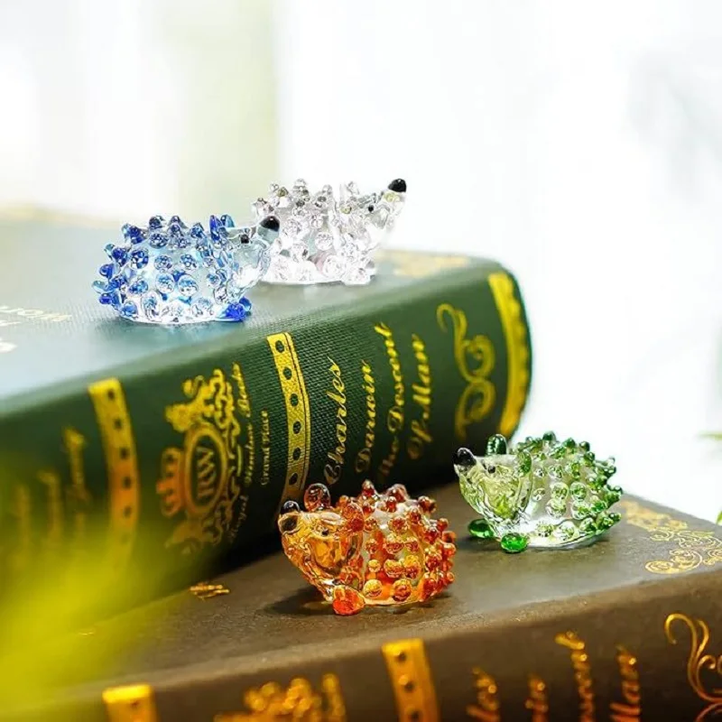 Mini Glass Hedgehogs Animal Figurines Hedgehog Gifts for Women Valentine for Her Crystal Animals Hedgehog Decor