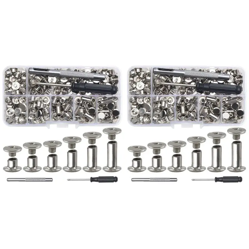 

Кожаные винтовые заклепки VEHO-Chicago, ассорти, винтовые заклепки M5 Chicago для декоративной отделки ремней из искусственной кожи (220 шт.) A