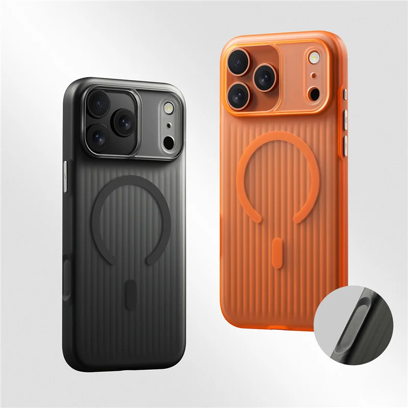 

3D Corrugated Stripes Anti-Fall Magnetic Phone Case Sensitive Support Wireless Charging Cover For iPhone 17 17 Pro 17 Pro Max