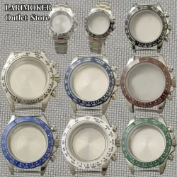 LARIMOKER 39mm Sapphire glass  Sterile Silver Watch Case fit VK63/VK64 with Chronograph Quartz Movement