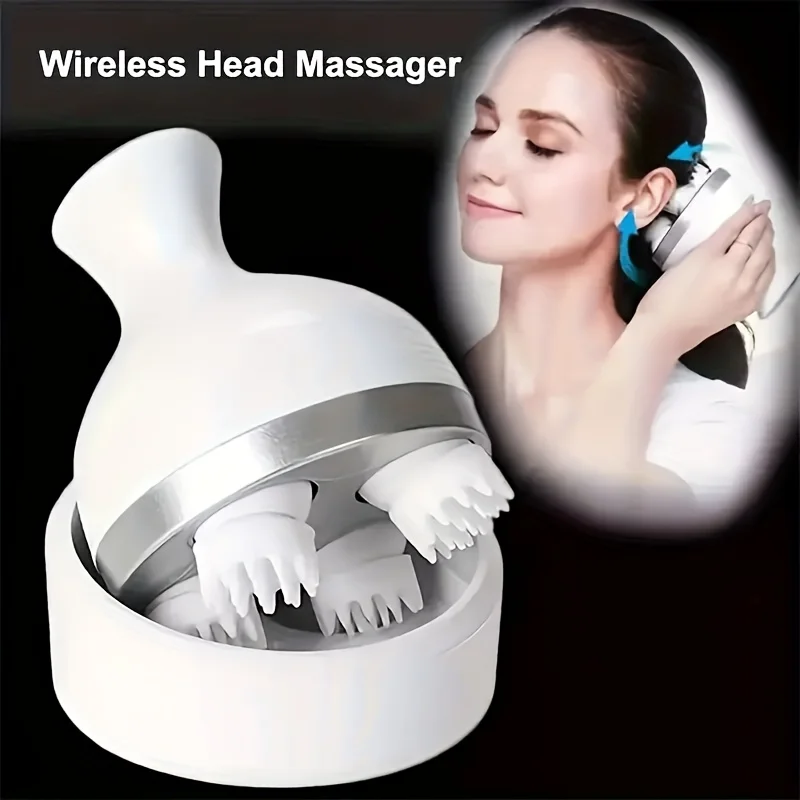 Electric Head Massager 3D Wireless Scalp Massager Waterproof Body Massage Health Care Shoulder Neck Deep Tissue Kneading Massage