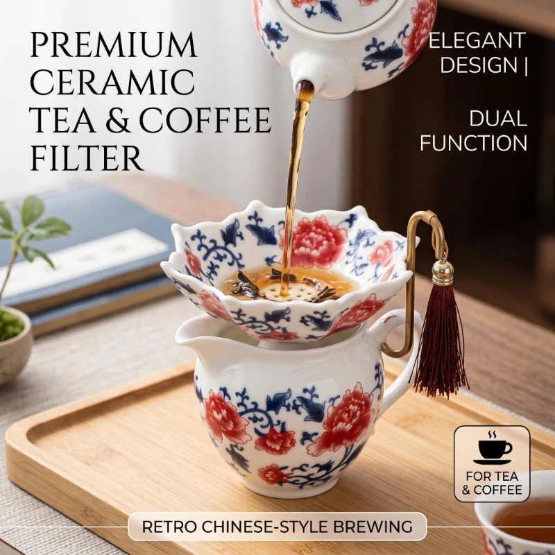 Colador de Té de Cerámica con Diseño Minimalista en Azul y Blanco, Creativo, para Eventos Empresariales, Ceremonia del Té Kung Fu, Decoración de Mesa de Té