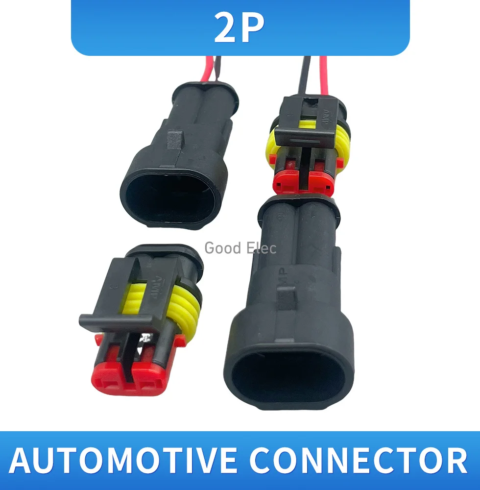 5 sets2 hole 2pin Car waterproof wire connector plugar waterproof connector male and female docking harness plug 1p2p3p4p5p6p