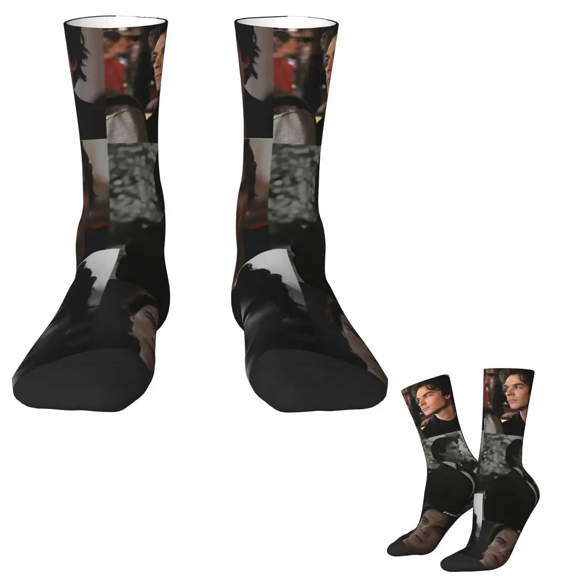 Damon Salvatore The Vampire Diaries Sock Spring Stockings Gothic Unisex Men High Quality Socks Printed Skateboard Anti Skid Sock