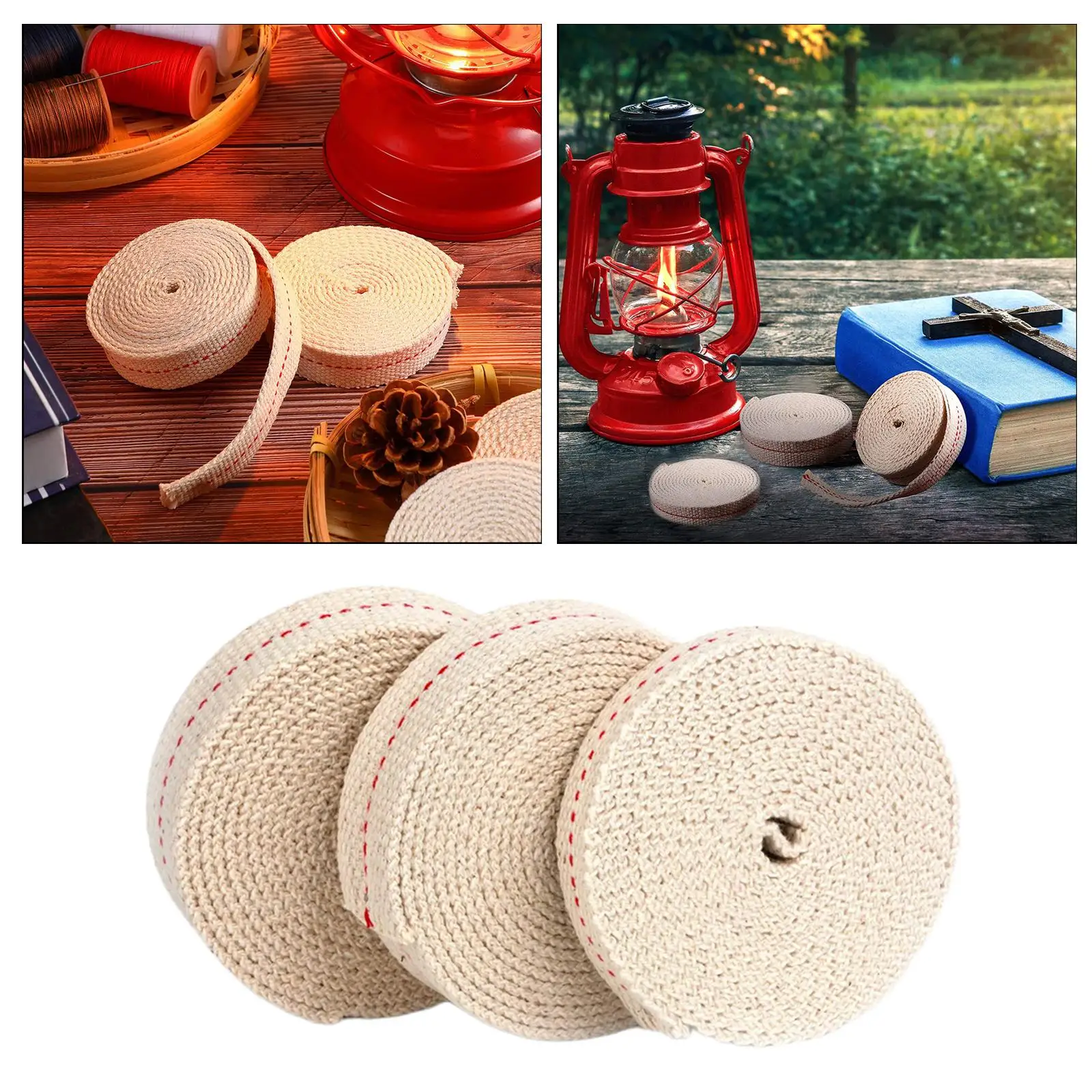 

6.5 Foot / 3 Rolls Cotton Oil Lamp Wick, Replacement Oil Lanterns Wick for Oil Lamps and Oil Burners