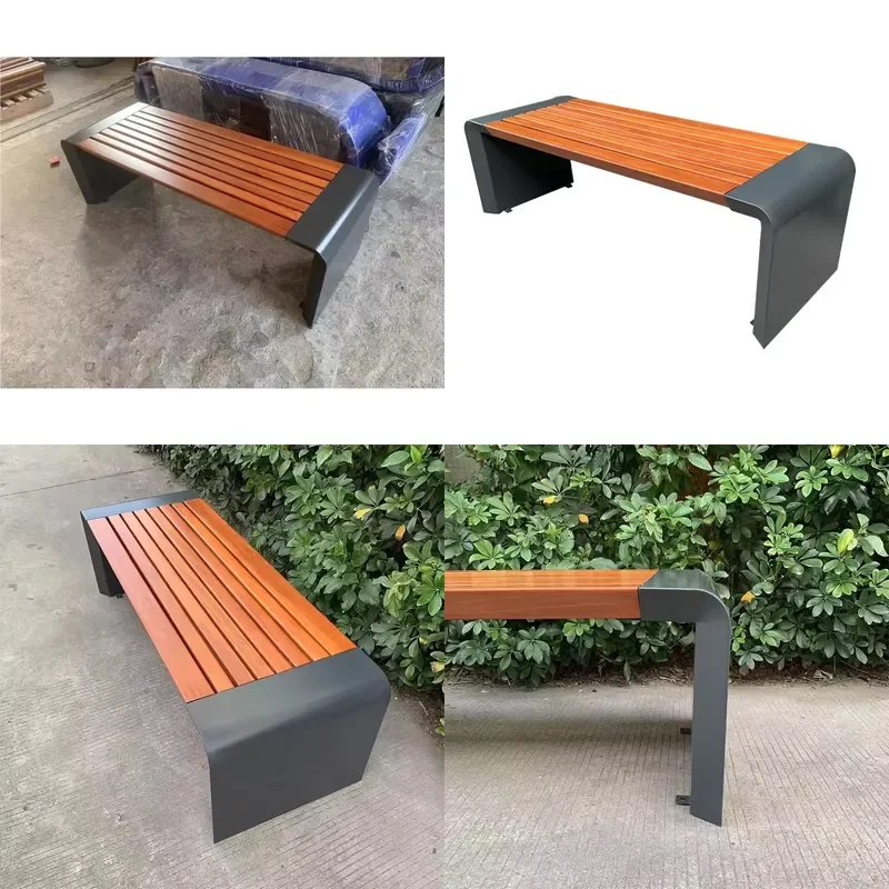 Factory New Outdoor Galvanized Steel Plate Bench for Courtyard Garden Street Public Use Long Chair Furniture