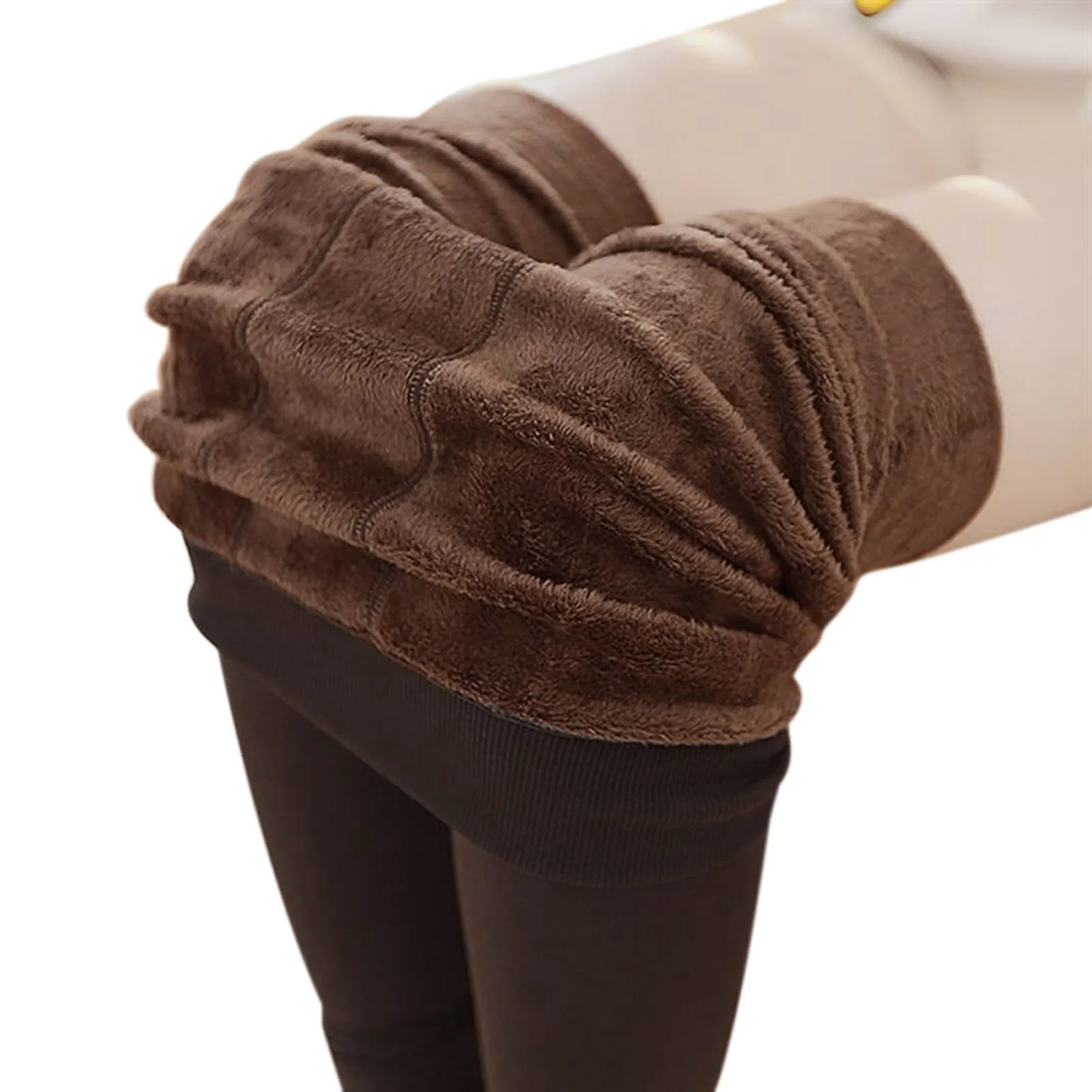 Damen Fleece-Yogahose mit hoher Taille, strap azier fähig, bequeme Stoff hose für den täglichen Gebrauch bei kaltem Wetter