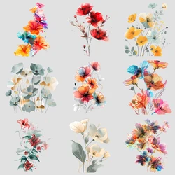 25cm New Elegant Colorful Flowers Iron On Heat Transfer Stickers For Ironing Transfers For Clothing Diy Clothes Appliques