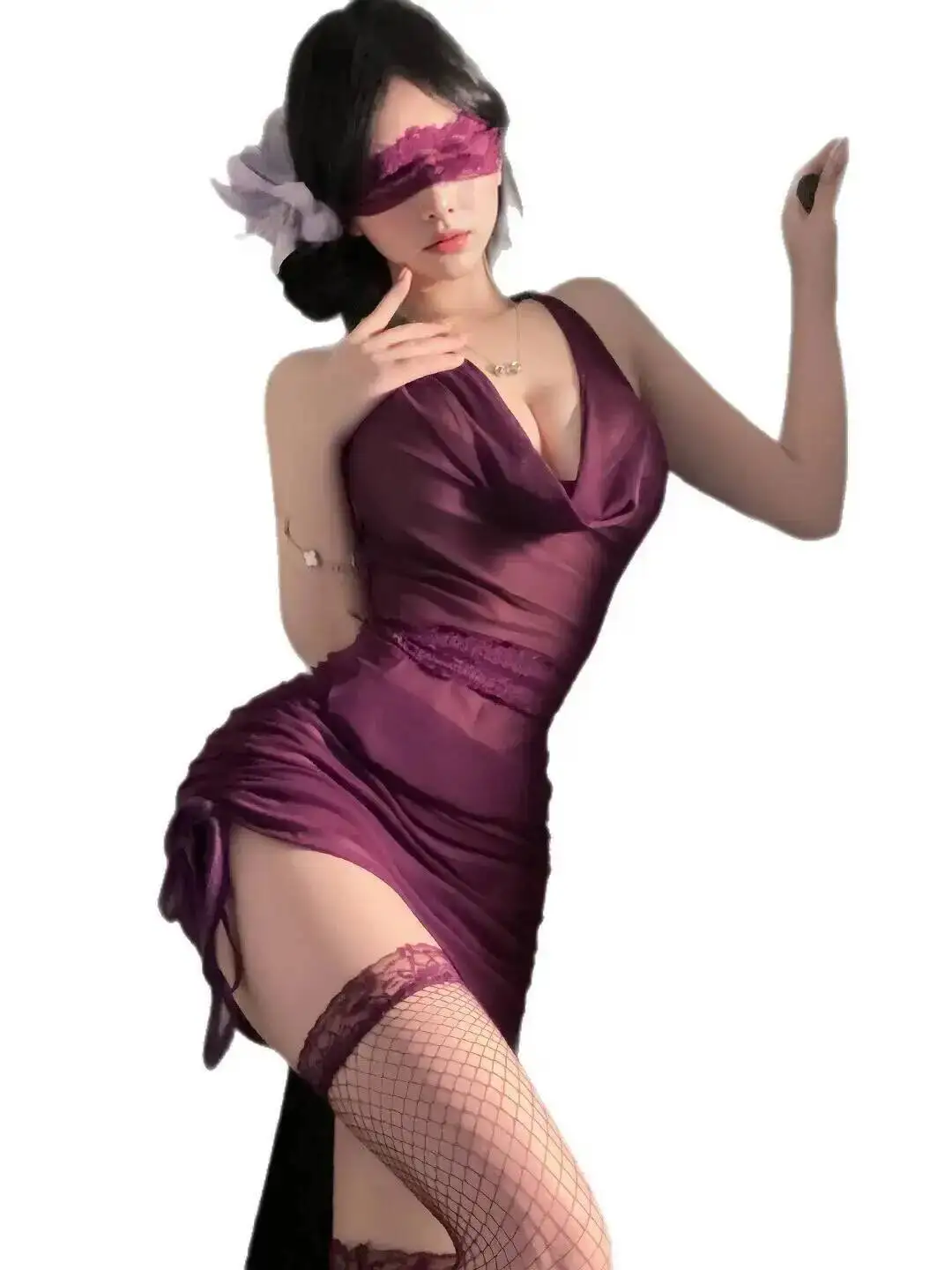 Gonna a rete divisa trasparente sexy trasparente calda per le donne Abito elegante in pizzo a rete trasparente Hot Sexy Top da donna 2025 Nuovo 23MS