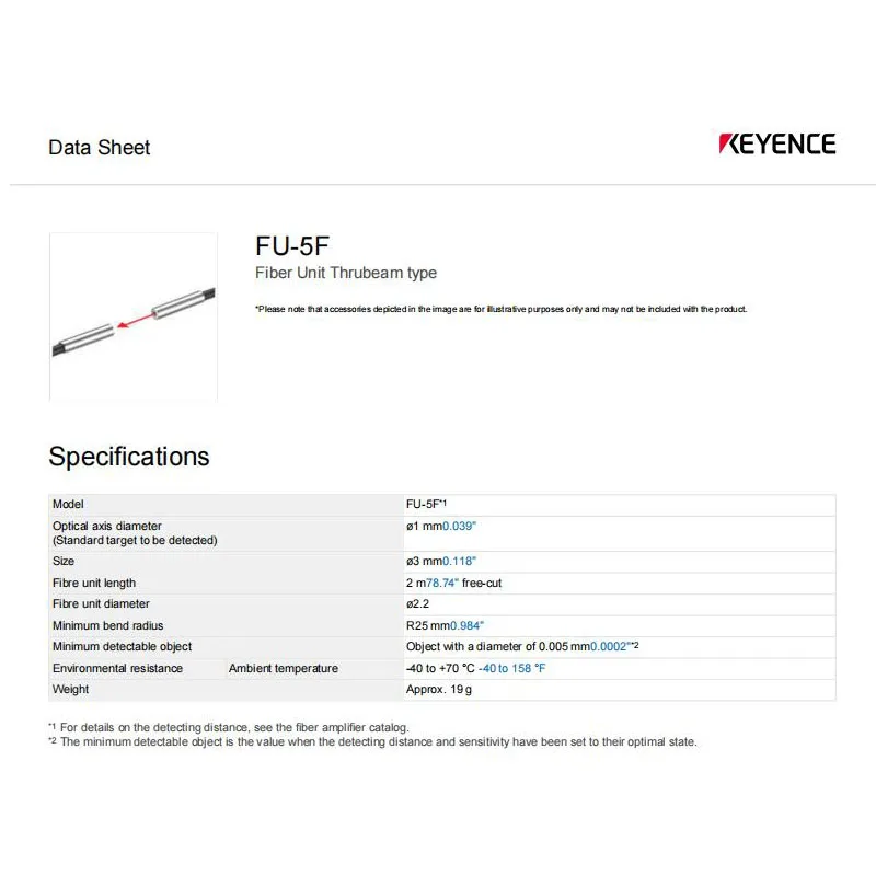 Genuine FU-5F KEYENCE optical fiber sensor with diameter of 3MM