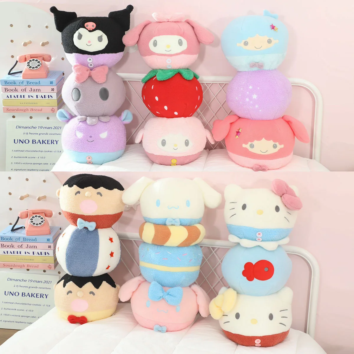 Miniso My Melody Kuromi Hello Kitty Plush Pillow Cute Cartoon Anime Chibi Maruko-chan Comfortable Plush Cushion Home Decor Gifts