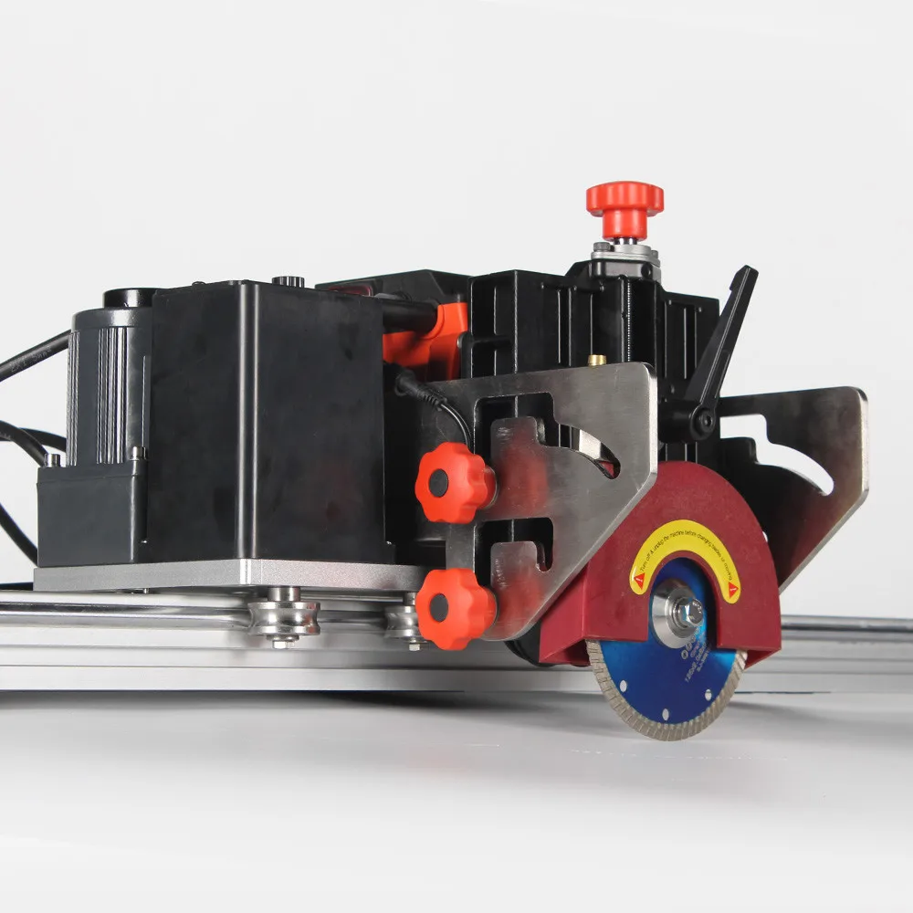 Self Propelled Wet Saw Tile Cutting Machine 45 Degree Miter Rail Guide Large Format Porcelain Ceramic Granite Marble 2200W 20mm