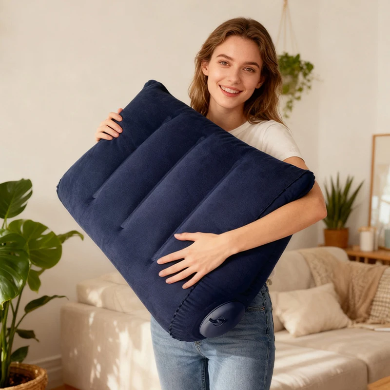 Almohada inflable de viaje para acampar, cojín de aire, posicionador corporal portátil para soporte de sueño, almohada de cuña ligera, 3 colores