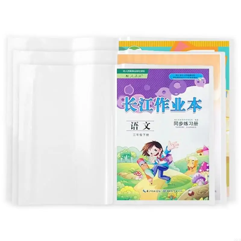 

20CB Pack of 10 Transparent PP Book Covers for School Textbooks Wraps Friendly Reusable Protective Sheets Waterproof