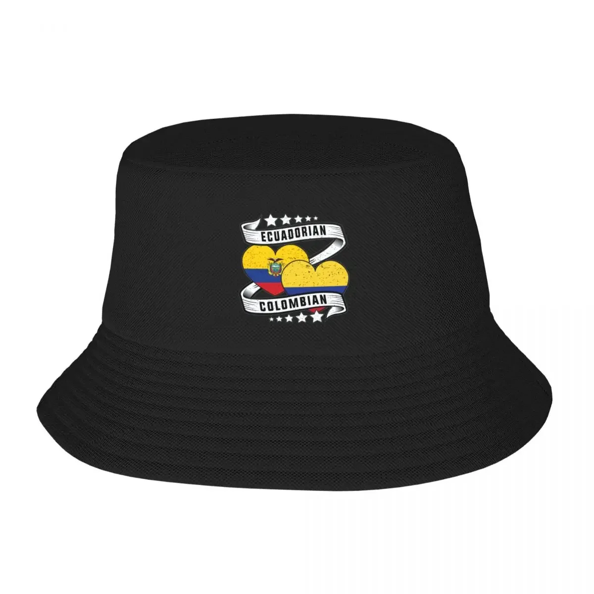 Colombian Ecuadorian flag shirt Half Ecuadorian and Half Colombian Bucket Hat Mountaineering Hood Hats For Women Men's