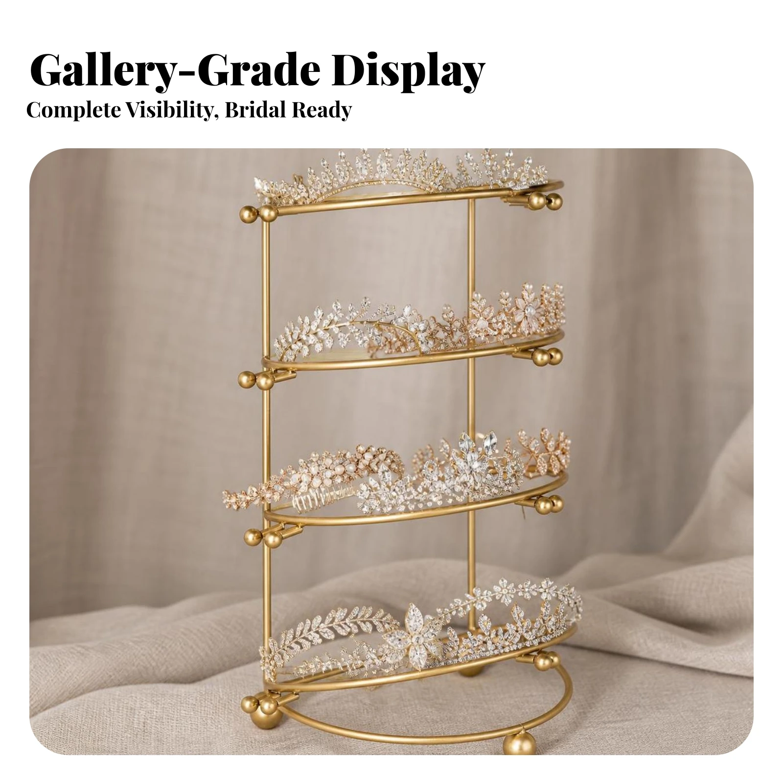 Tiara Display Rack Bridal Crown Display Stand Tiara Holder Compact Crown Holder Sturdy for Brides, Wedding Boutiques